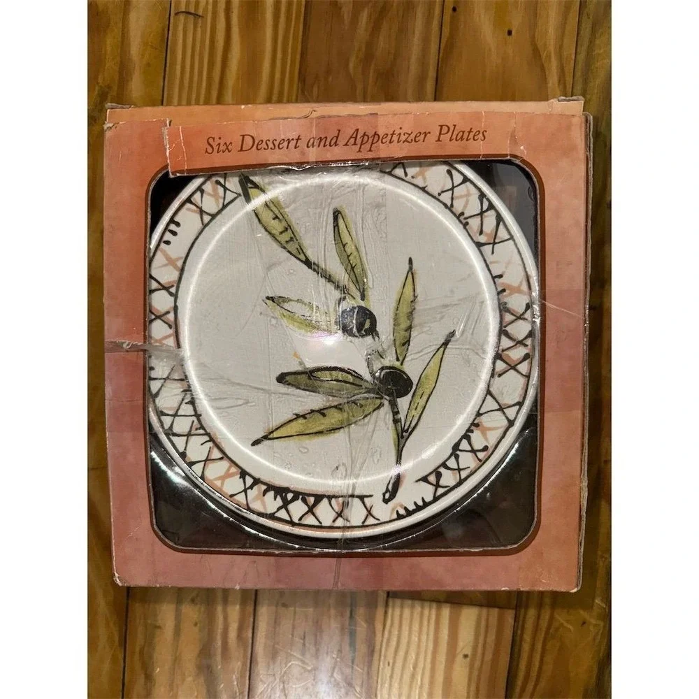 Morgan Newberry Olive Branch Dessert & Appetizer Plates Set of‎ 6 mediterranean